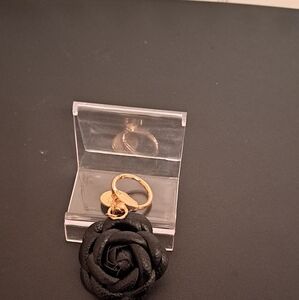 Black Rose Keychain w/Gold Accents NWOT